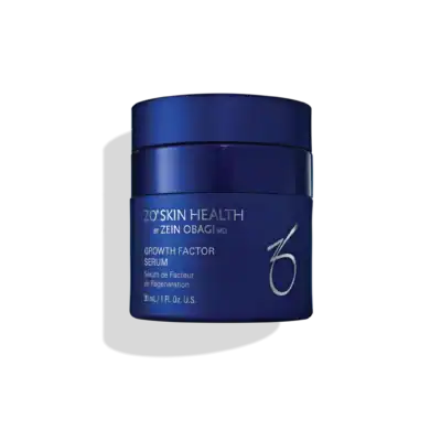 ZO SKIN HEALTH Growth Factor Serum in blue jar for skin rejuvenation.